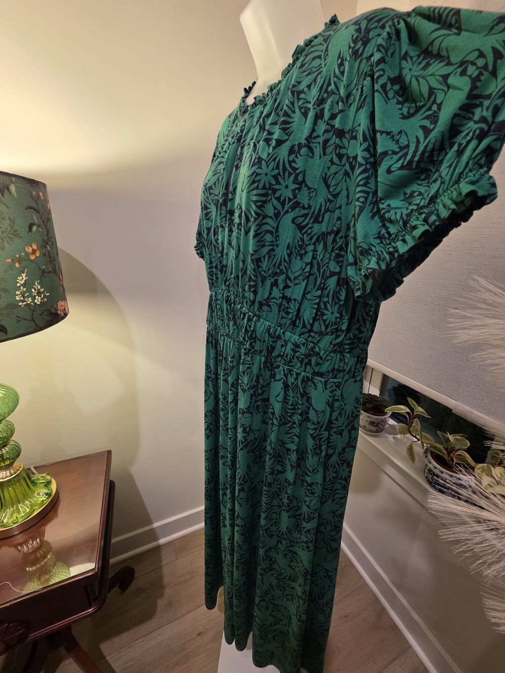 Boden Emerald Green Printed Short-Sleeve Maxi Dress Size 16/18 - Picture 7 of 16